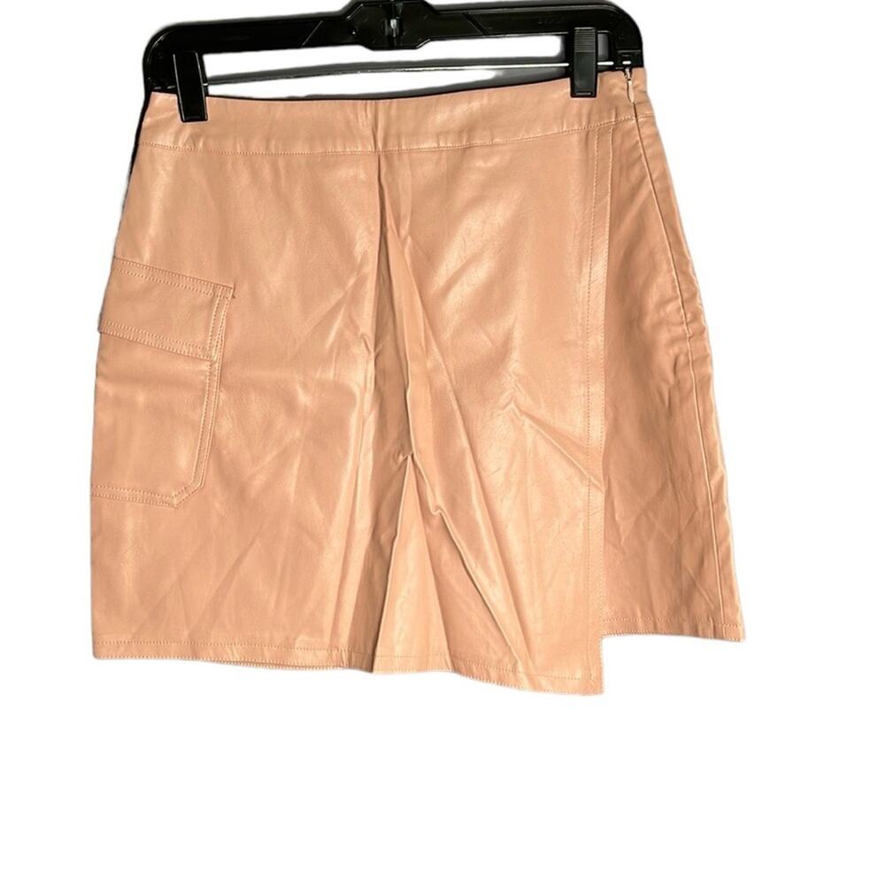 Dress Decode Pale Pink Faux Leather Wrap Mini Skirt Medium